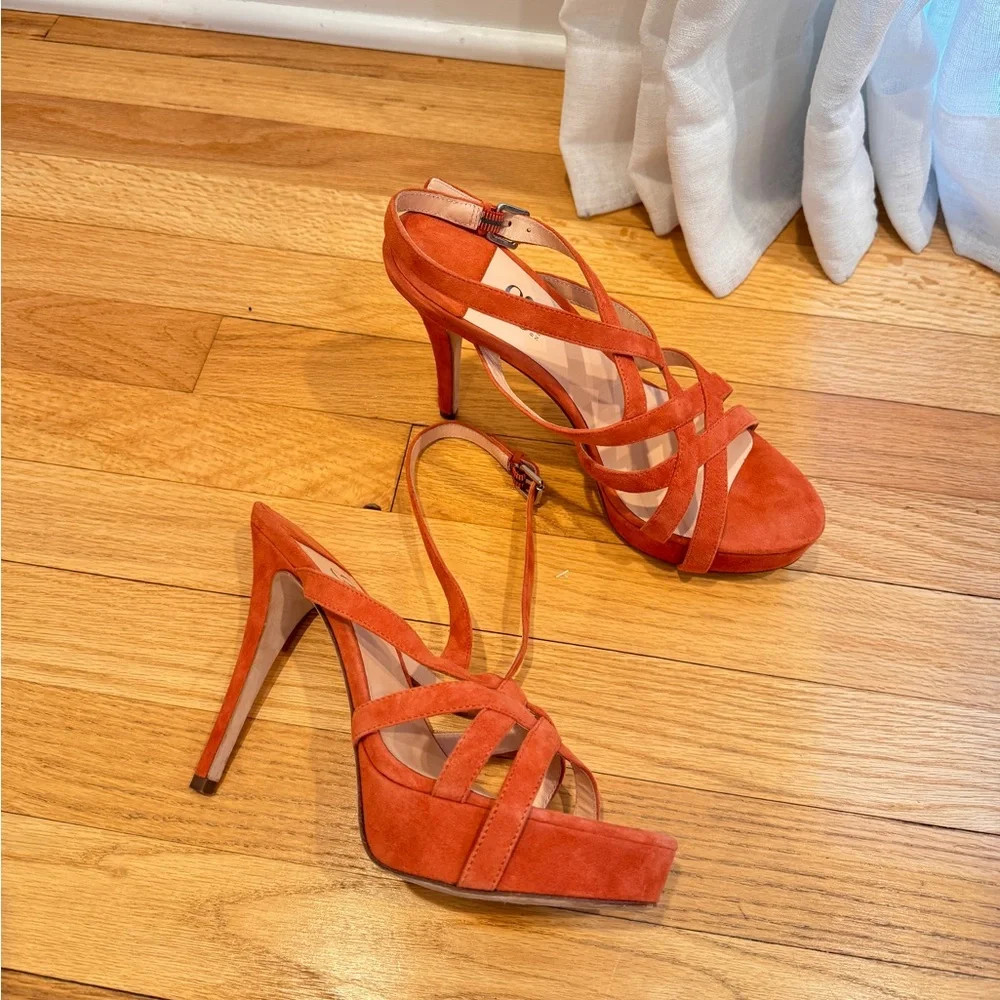 Barneys New York CO-OP Orange Strappy Heels‎ .